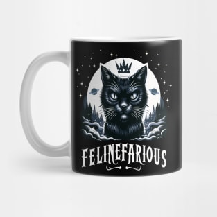 Felinefarious, a nefarious and evil black pussy cat, funny graphic t-shirt Mug